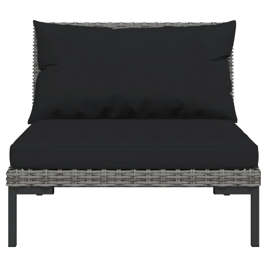 Salon de jardin 6 pcs avec coussins Résine tressée Gris foncé - 4