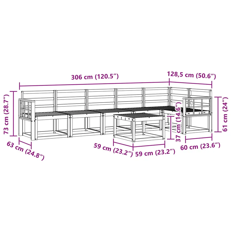 Ensemble de canapés d'extérieur 7 pcs Blanc - 9