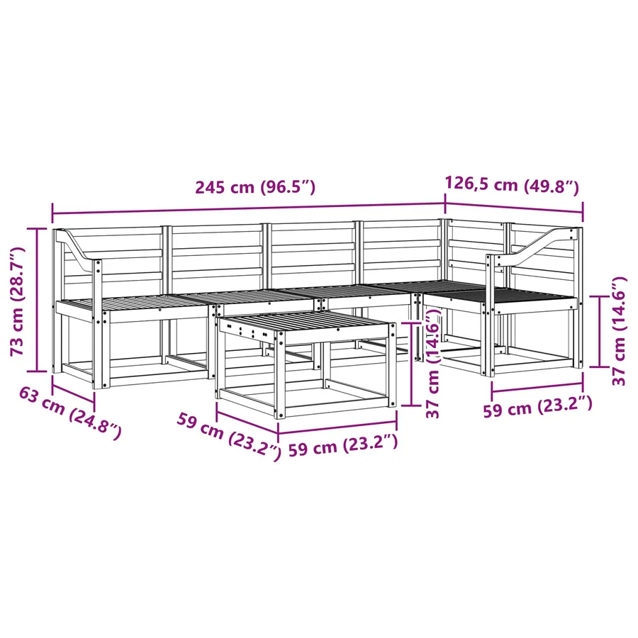 Ensemble de canapés d'extérieur 6 pcs Blanc - 9