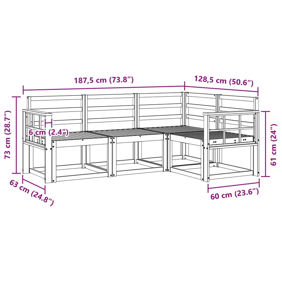 Ensemble de canapés d'extérieur 4 pcs Blanc - 6