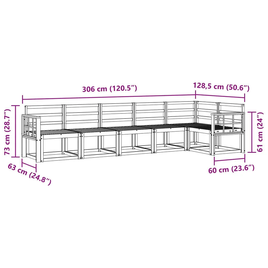 Ensemble de canapés d'extérieur 6 pcs Blanc - 7
