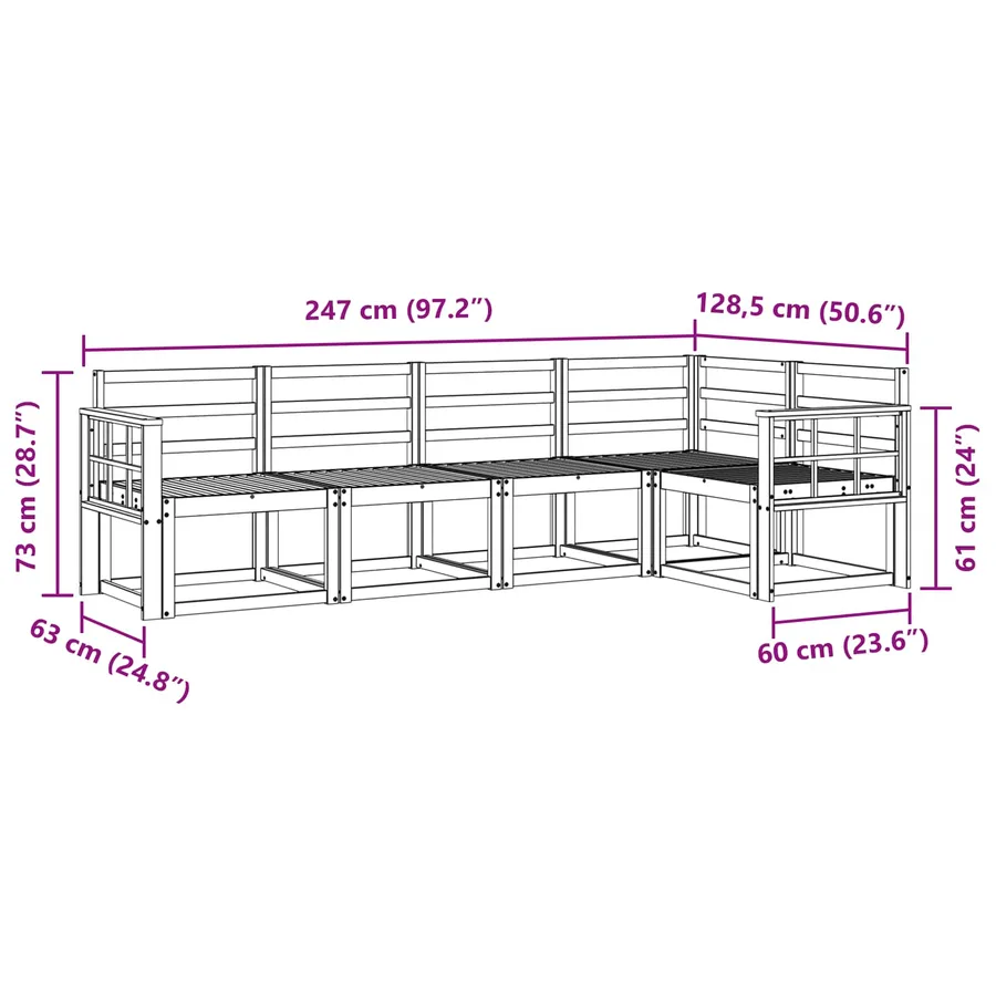 Ensemble de canapés d'extérieur 5 pcs Blanc - 7