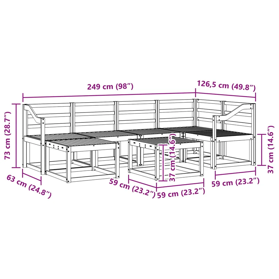 Ensemble de canapés d'extérieur 7 pcs Blanc - 9