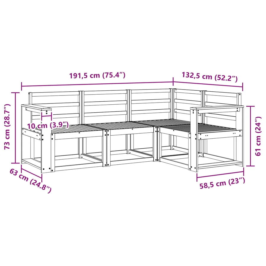 Ensemble de canapés d'extérieur 4 pcs Blanc - 6