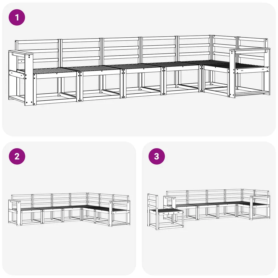 Ensemble de canapés d'extérieur 6 pcs Blanc - 6