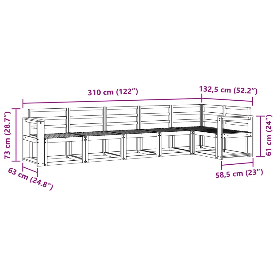 Ensemble de canapés d'extérieur 6 pcs Blanc - 7