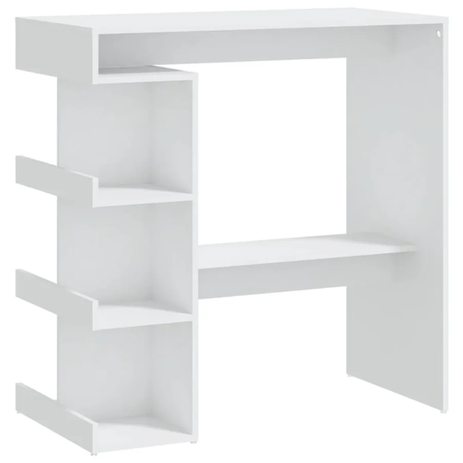 Table de bar avec étagère de rangement Blanc Bois d'ingénierie - 2