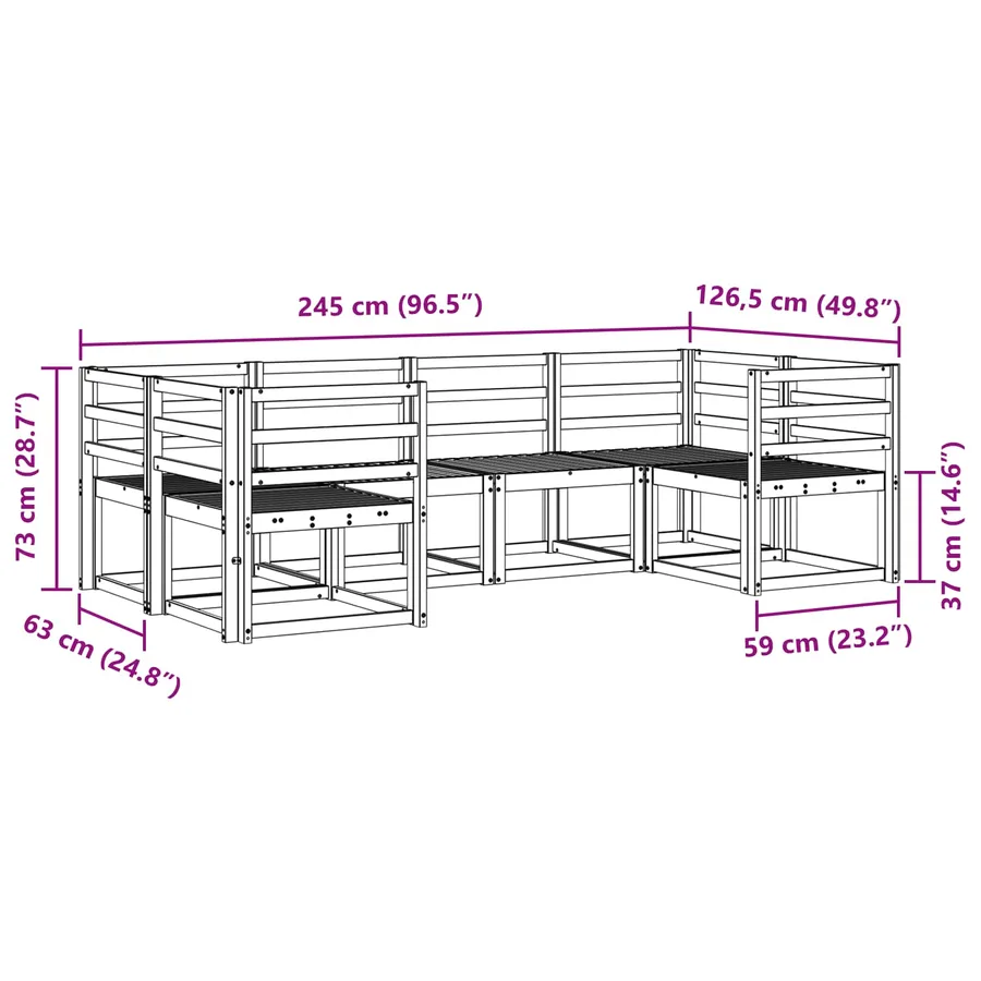 Ensemble de canapés d'extérieur 6 pcs Blanc - 6