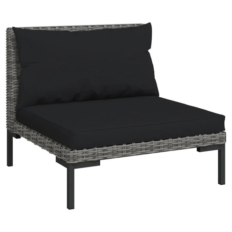 Salon de jardin 9 pcs avec coussins Résine tressée Gris foncé - 3