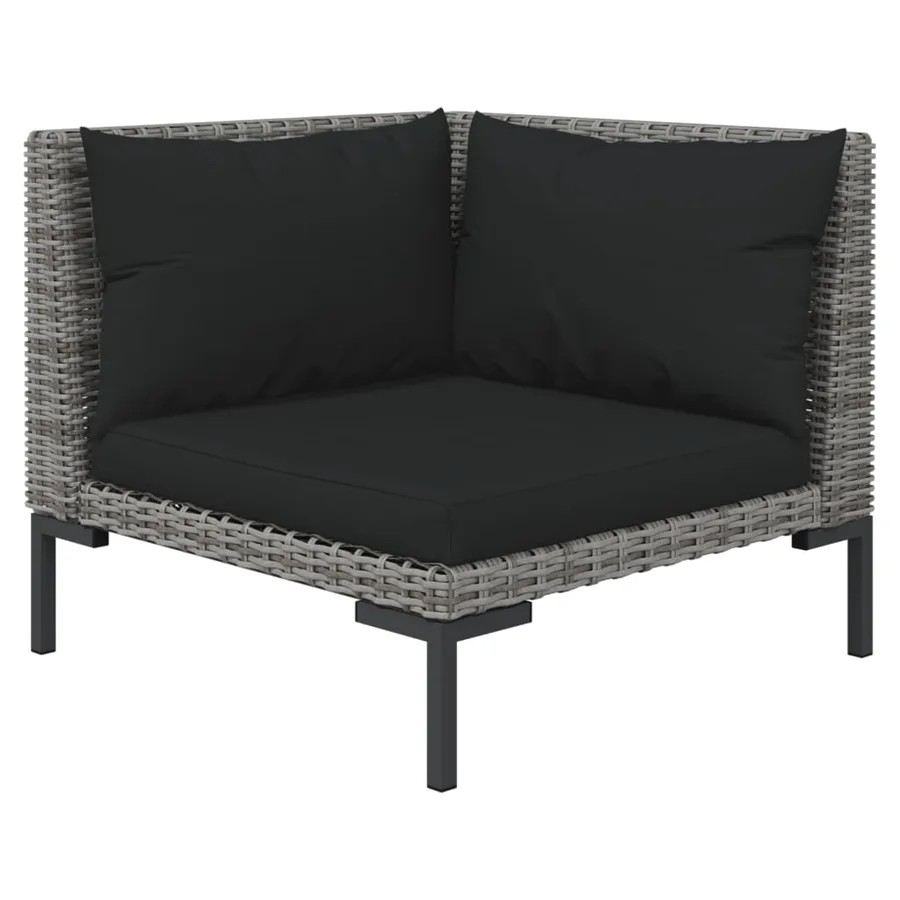 Salon de jardin 9 pcs avec coussins Résine tressée Gris foncé - 5