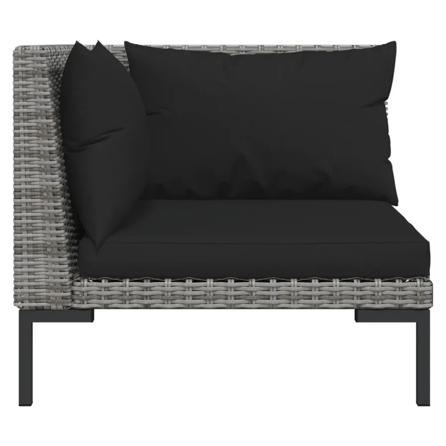 Salon de jardin 9 pcs avec coussins Résine tressée Gris foncé - 6