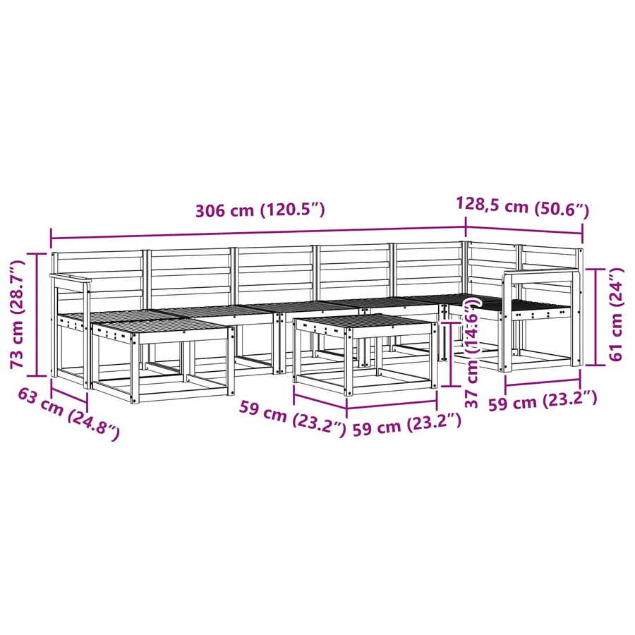Ensemble de canapés d'extérieur 8 pcs Blanc - 10