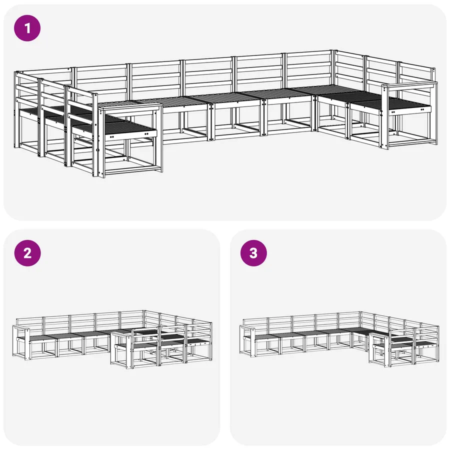Ensemble de canapés d'extérieur 10 pcs Blanc - 6