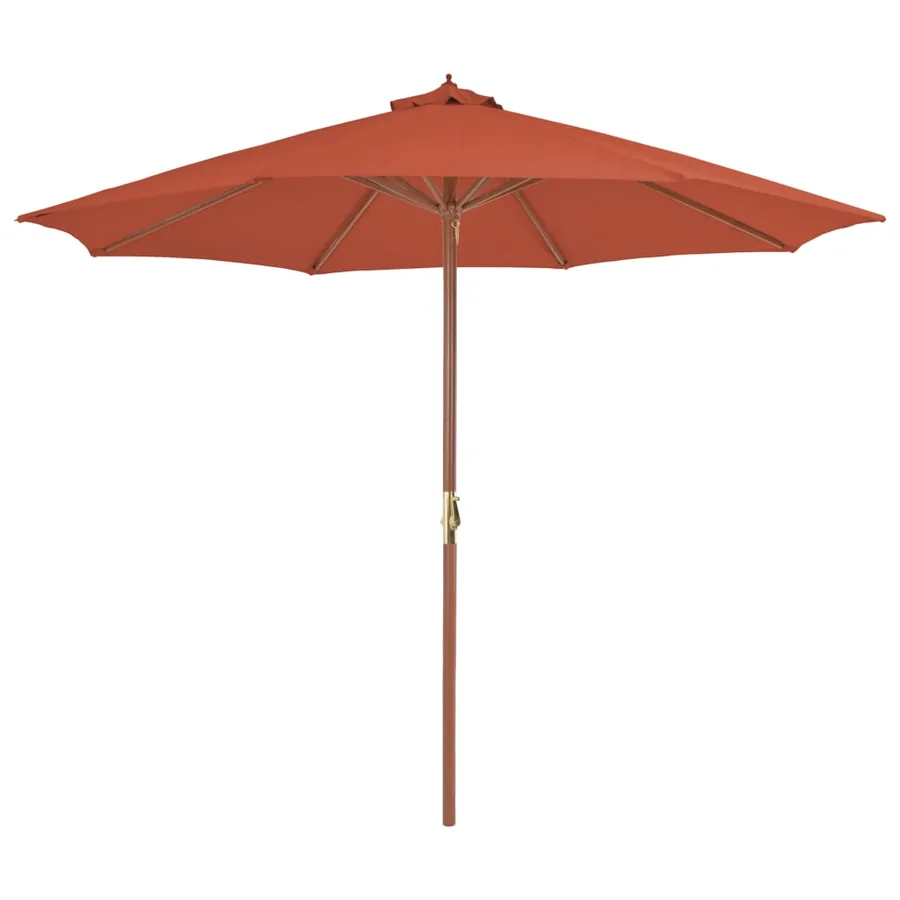 Parasol d'extérieur avec mât en bois 300 cm terre cuite