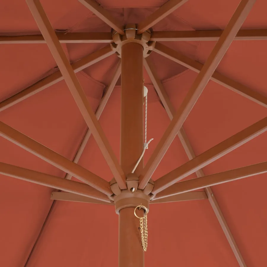 Parasol d'extérieur avec mât en bois 300 cm terre cuite - 5