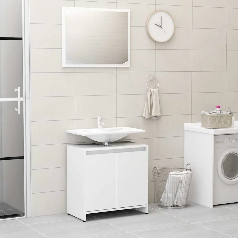 Ensemble de meubles de salle de bain Blanc Bois d'ingénierie