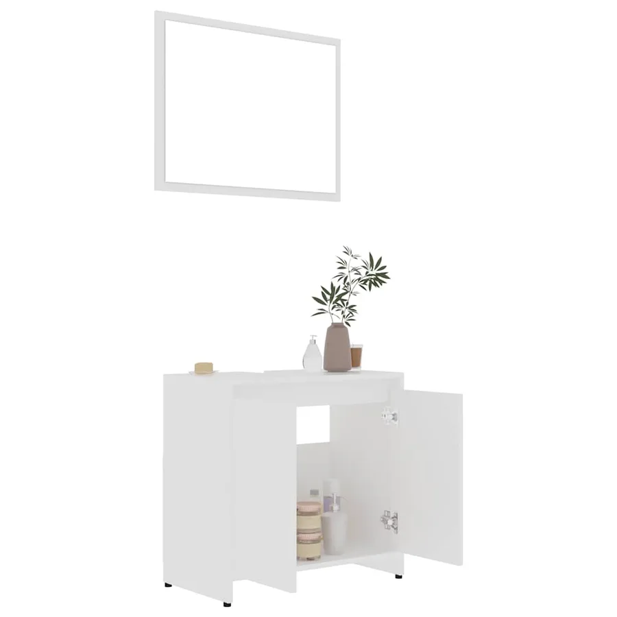 Ensemble de meubles de salle de bain Blanc Bois d'ingénierie - 4
