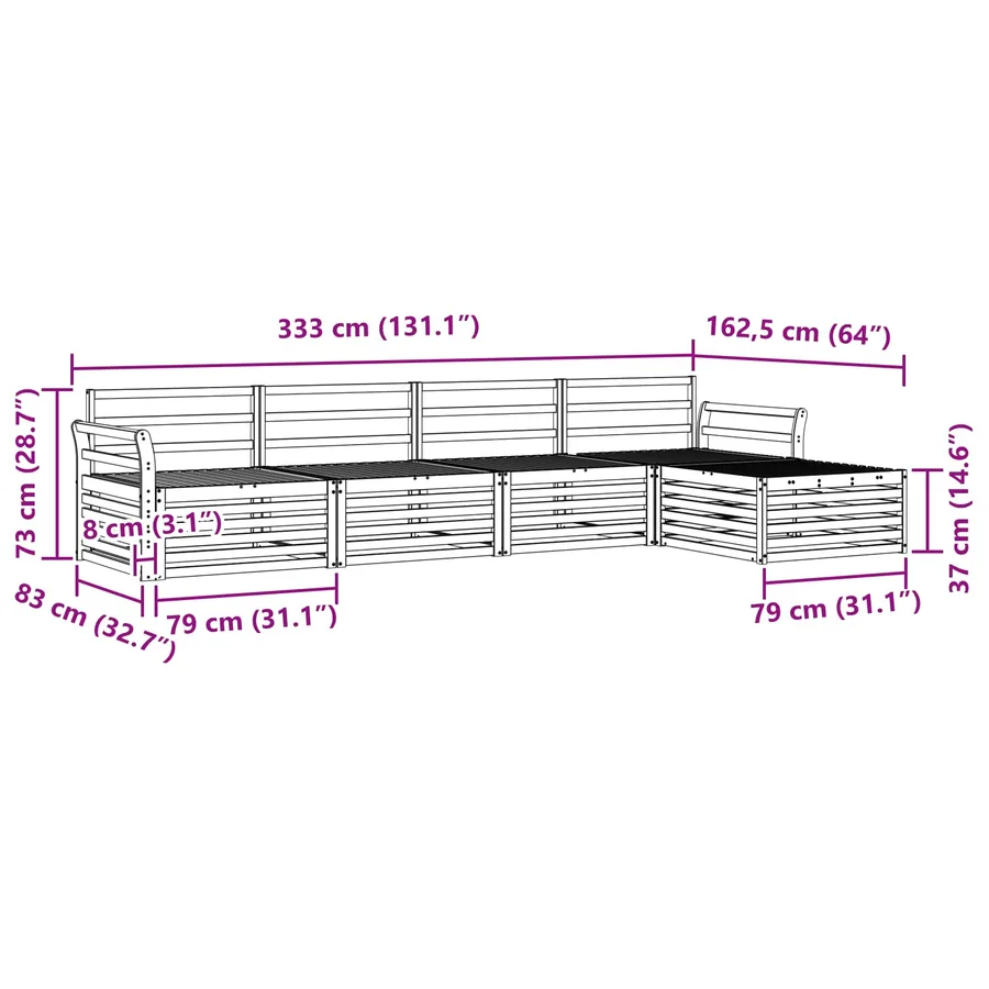 Ensemble de canapés d'extérieur 5 pc Blanc - 7