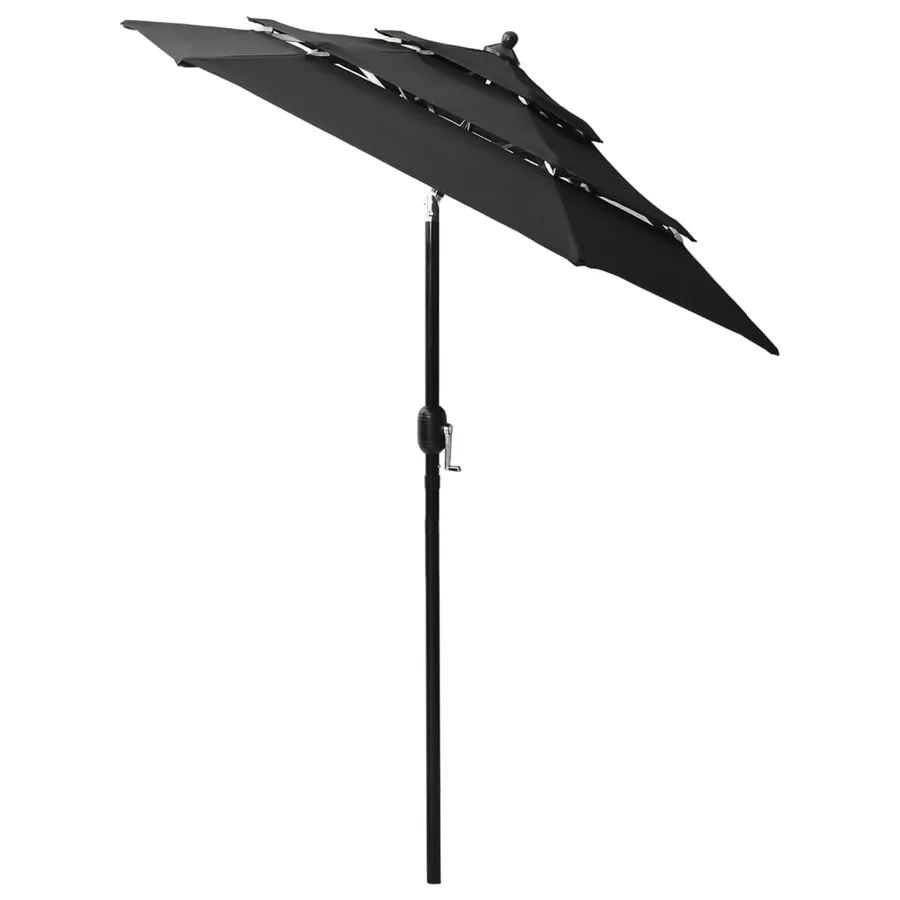 Parasol de jardin à 3 niveaux avec mât en aluminium noir - 3