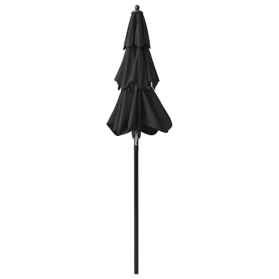 Parasol de jardin à 3 niveaux avec mât en aluminium noir - 4