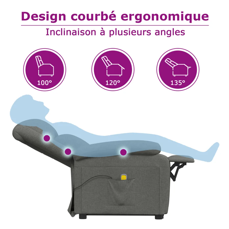 Fauteuil inclinable Gris foncé Tissu - 10