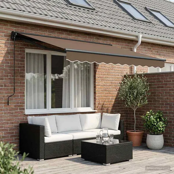 Auvent rétractable manuel Taupe 3 x 2 m Polyester et Aluminium
