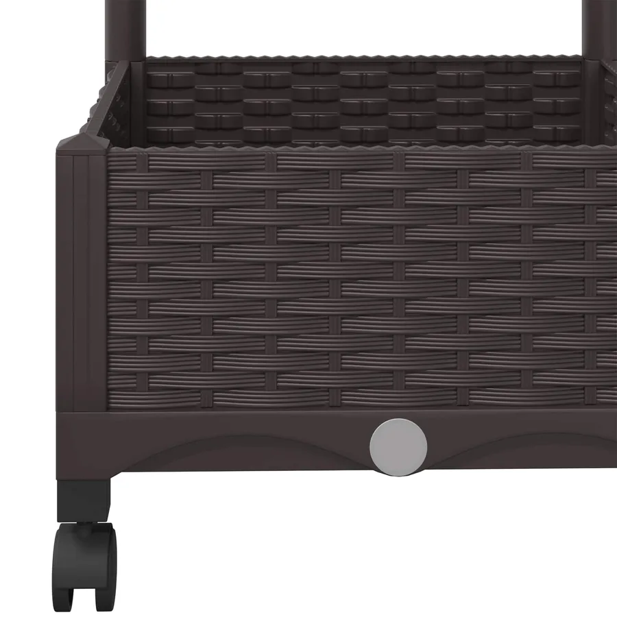Bac de jardin avec treillis et roues Marron 80 x 40 x 131,5 cm - 6