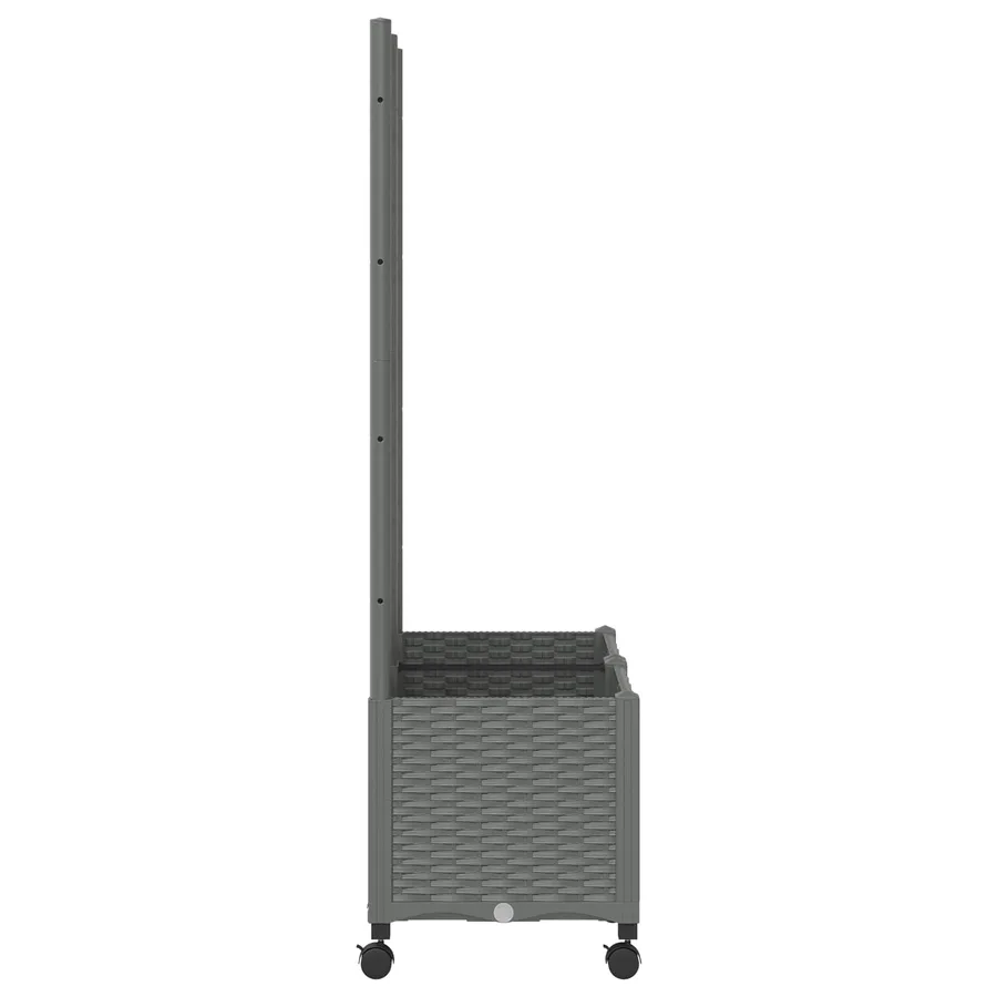 Bac de jardin avec treillis et roues Gris clair PP - 4