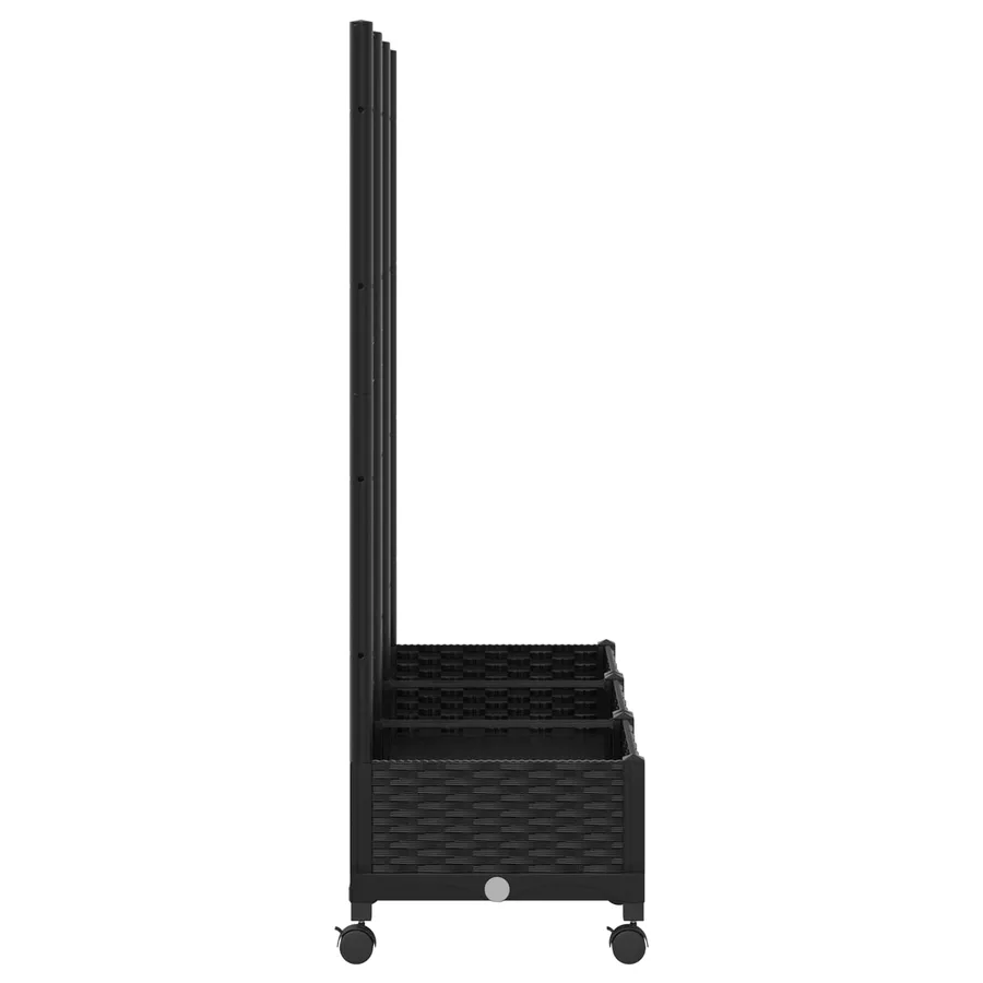 Bac de jardin avec treillis et roues Noir 120 x 40 x 131,5 cm - 4