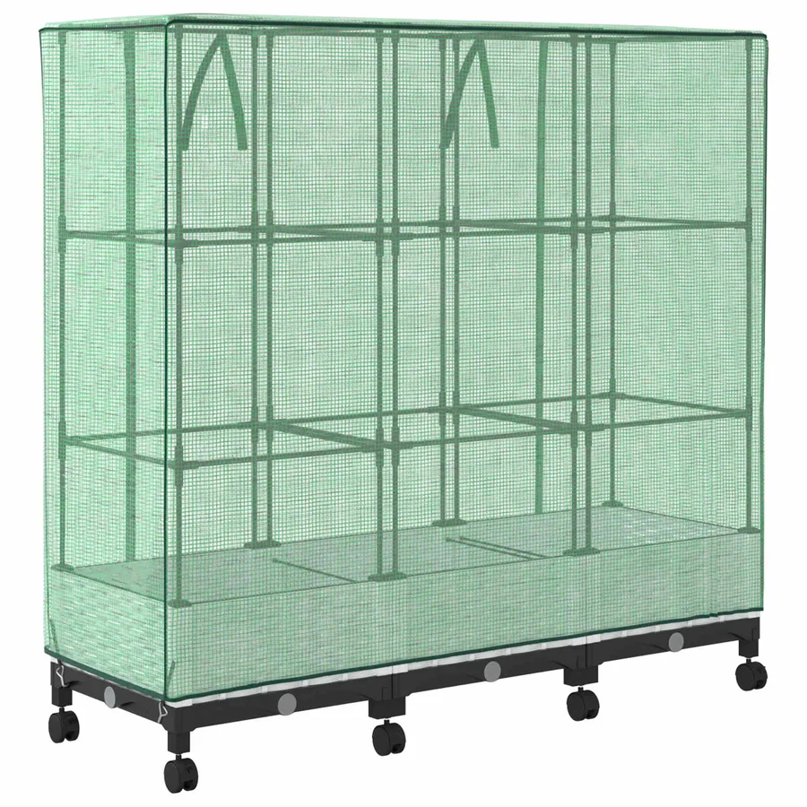 Jardinière de jardin avec couverture de serre et roues 3 pc PP - 4