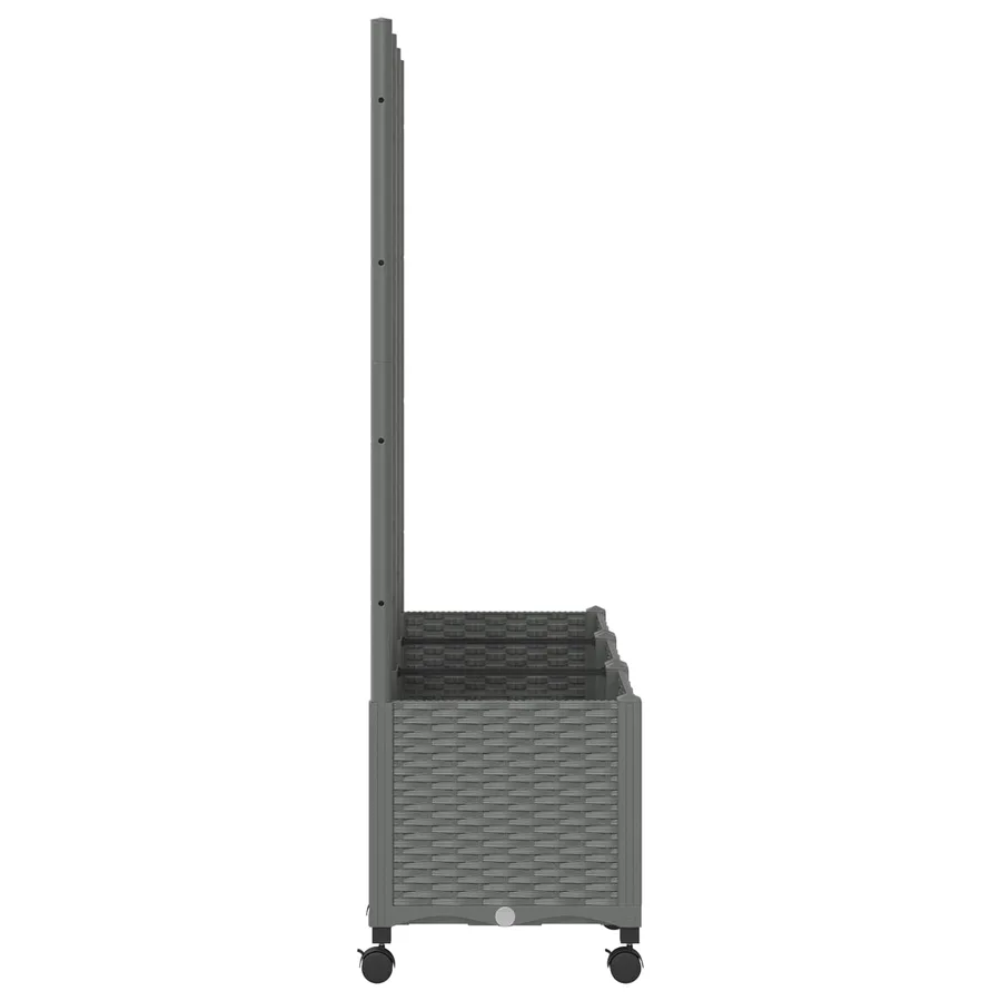 Bac de jardin avec treillis et roues Gris clair PP - 4