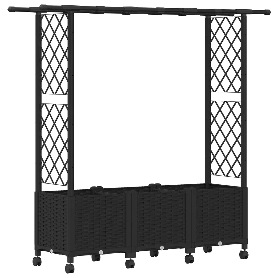 Lit Élevé avec Treillis et Toit Noir 162,5 x 40 x 142 cm PP - 2