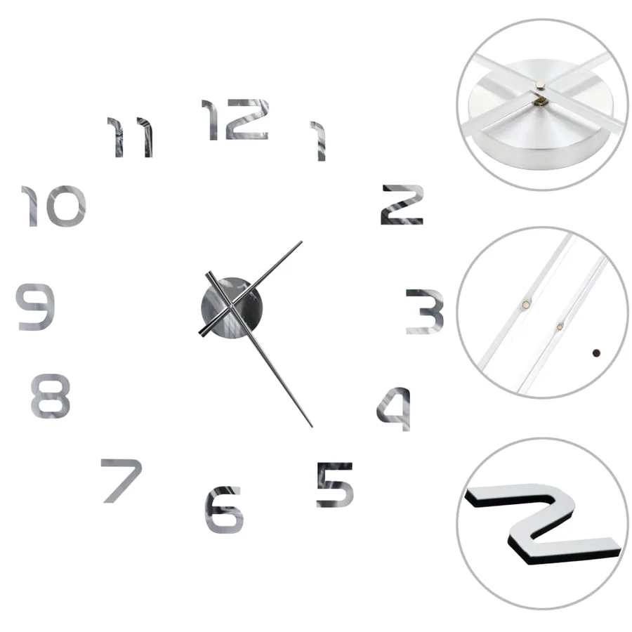 Horloge murale 3D Design moderne 100 cm XXL Argenté - 5
