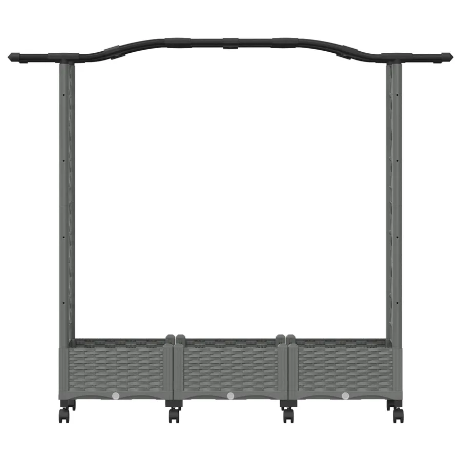 Lit Élevé avec Treillis et Toit Gris clair 169 x 40 x 129 cm PP - 4