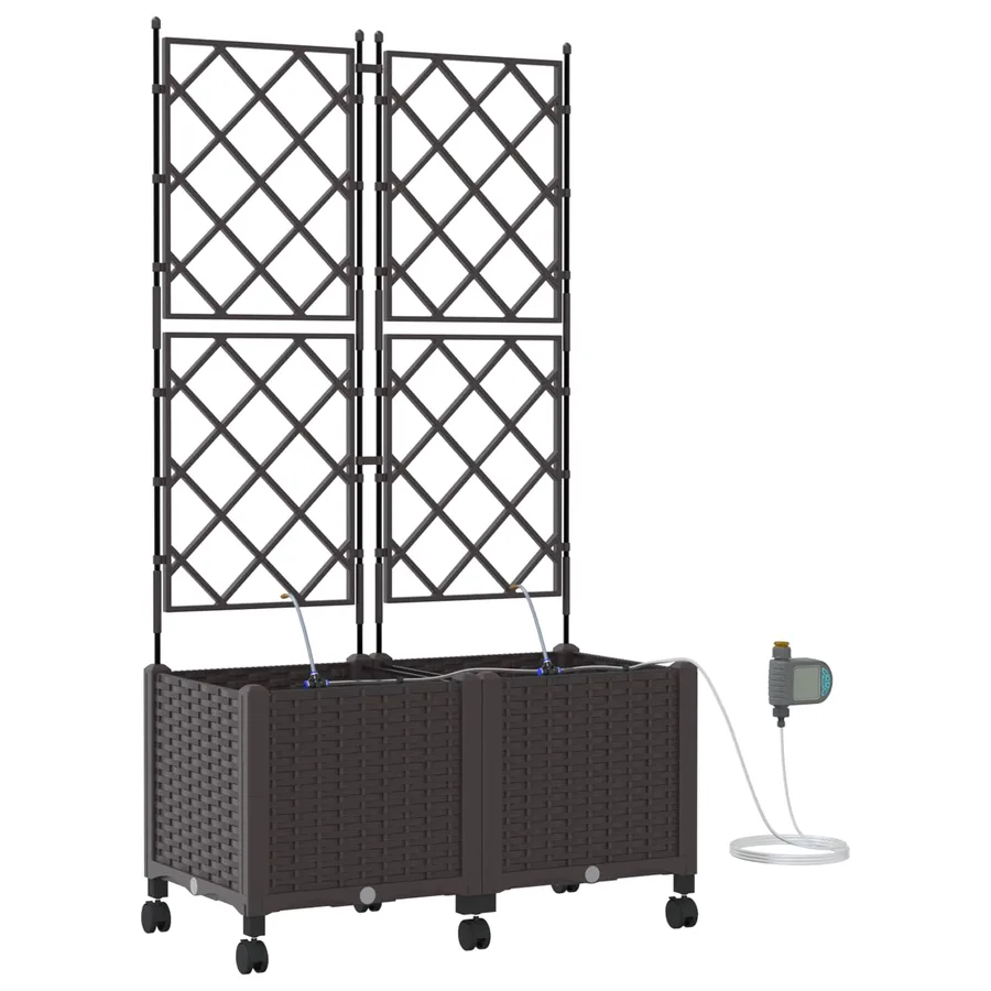 Porte-plante de jardin avec irrigation et roues 2 pc Marron PP - 2