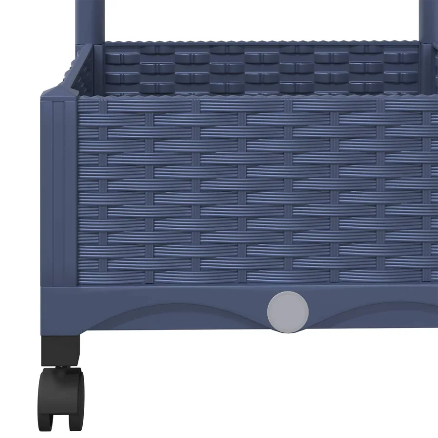 Bac de jardin avec treillis et roues Gris Bleu PP - 6
