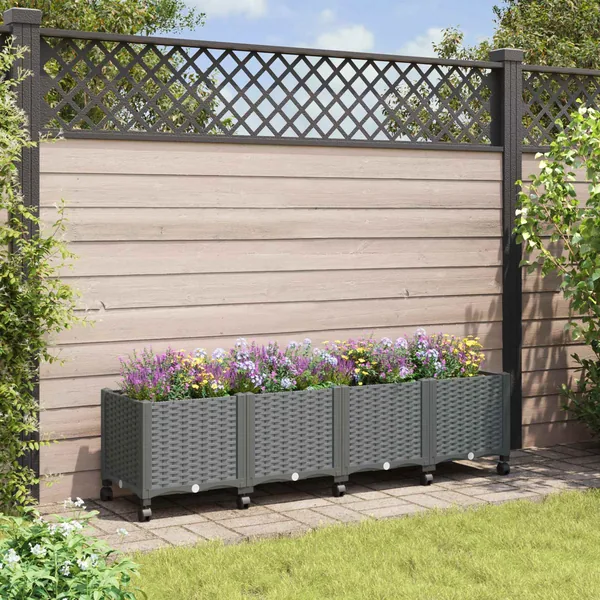 Jardinière avec Roues Gris clair 160 x 40 x 48 cm PP