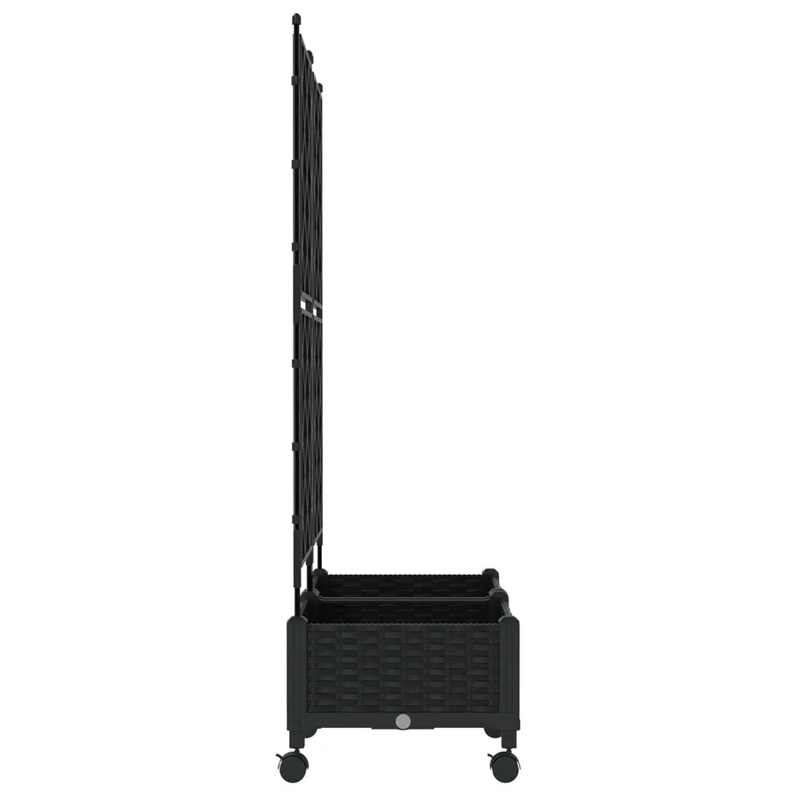 Bac de jardin avec treillis et roues 2 pc Noir PP - 3
