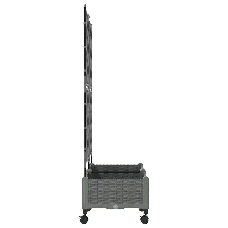 Bac de jardin avec treillis et roues 2 pc Gris clair PP - 3