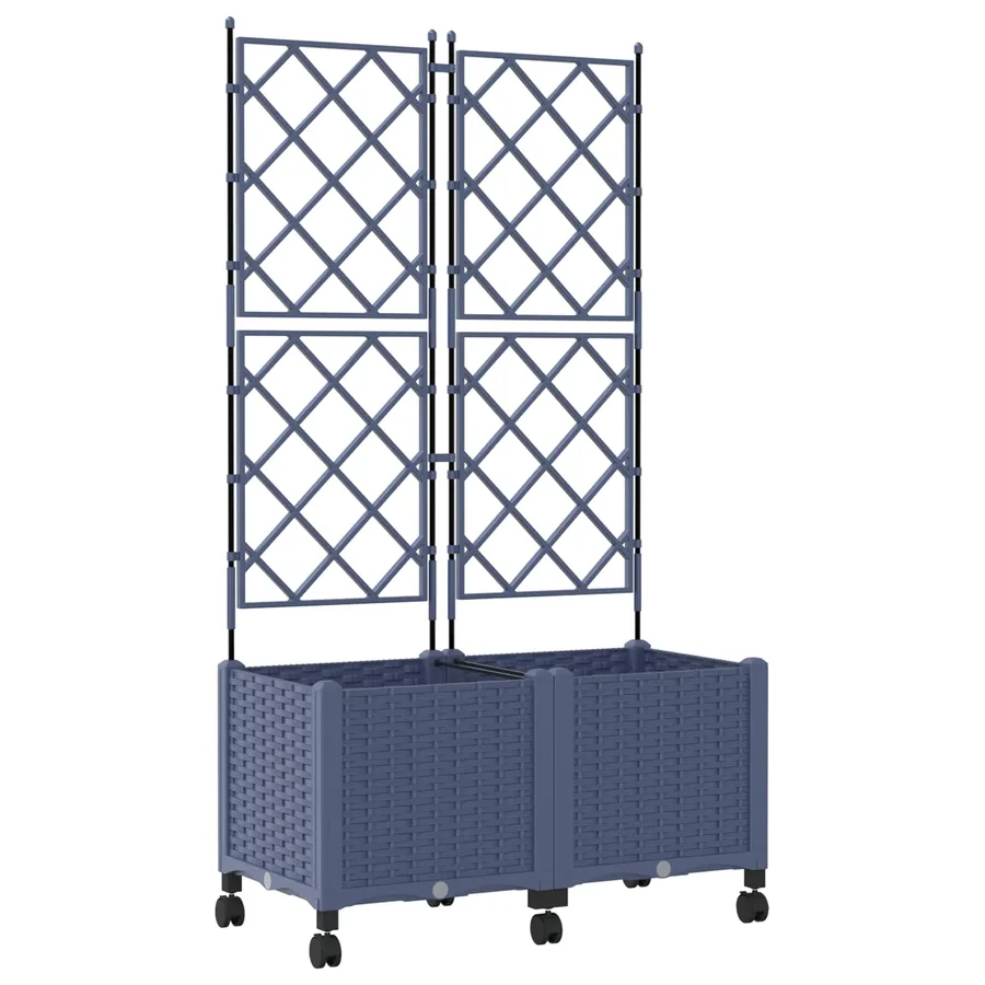 Bac de jardin avec treillis et roues 2 pc Gris 80 x 40 x 149 cm - 2
