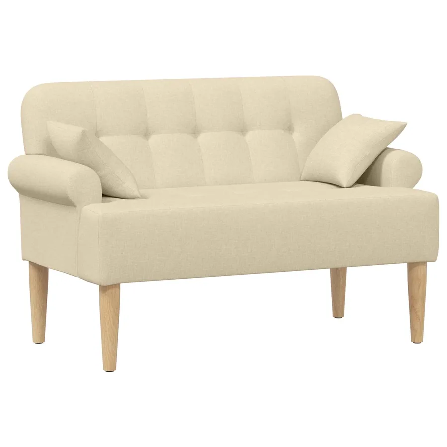Canapé love seat avec capitonnage en boutons Crème Tissu - 2