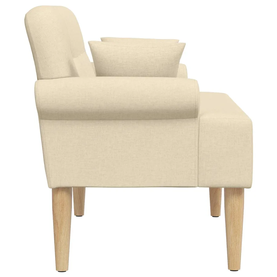 Canapé love seat avec capitonnage en boutons Crème Tissu - 4