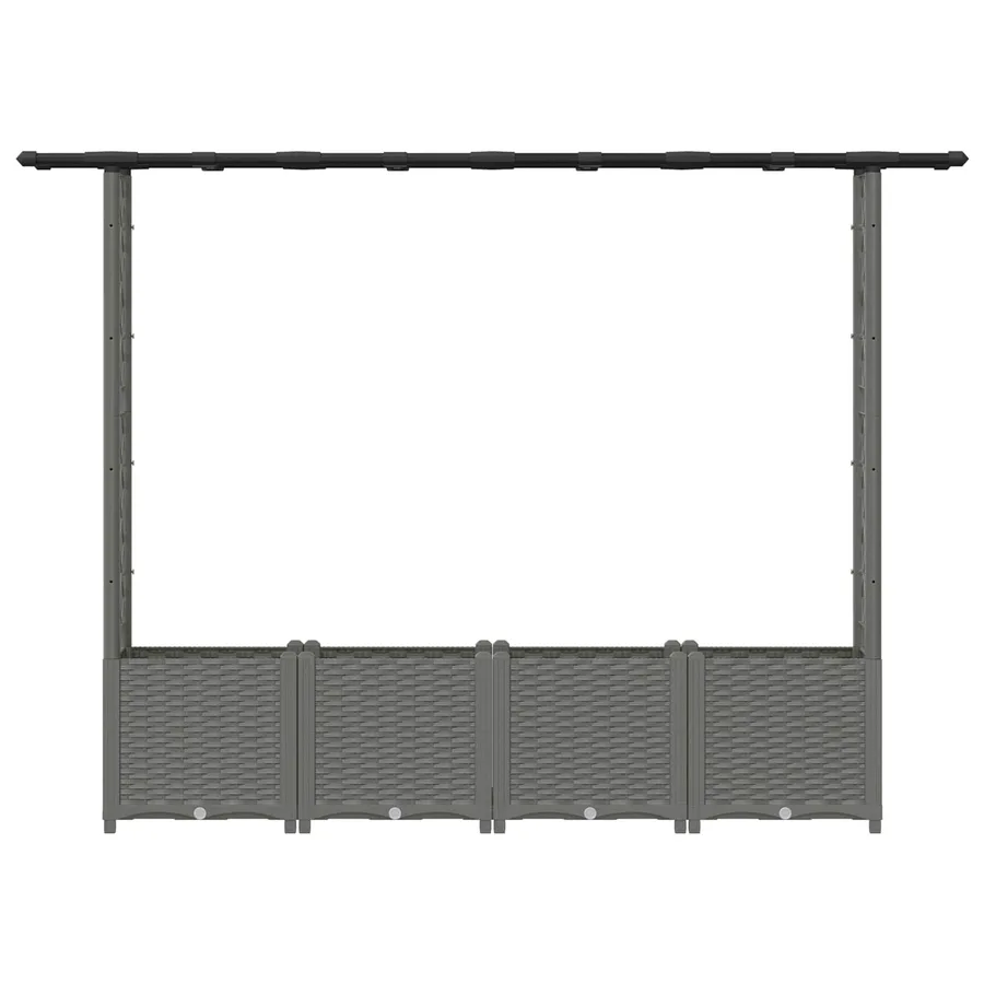 Lit Élevé avec Treillis et Toit Gris clair 203 x 40 x 136 cm PP - 4