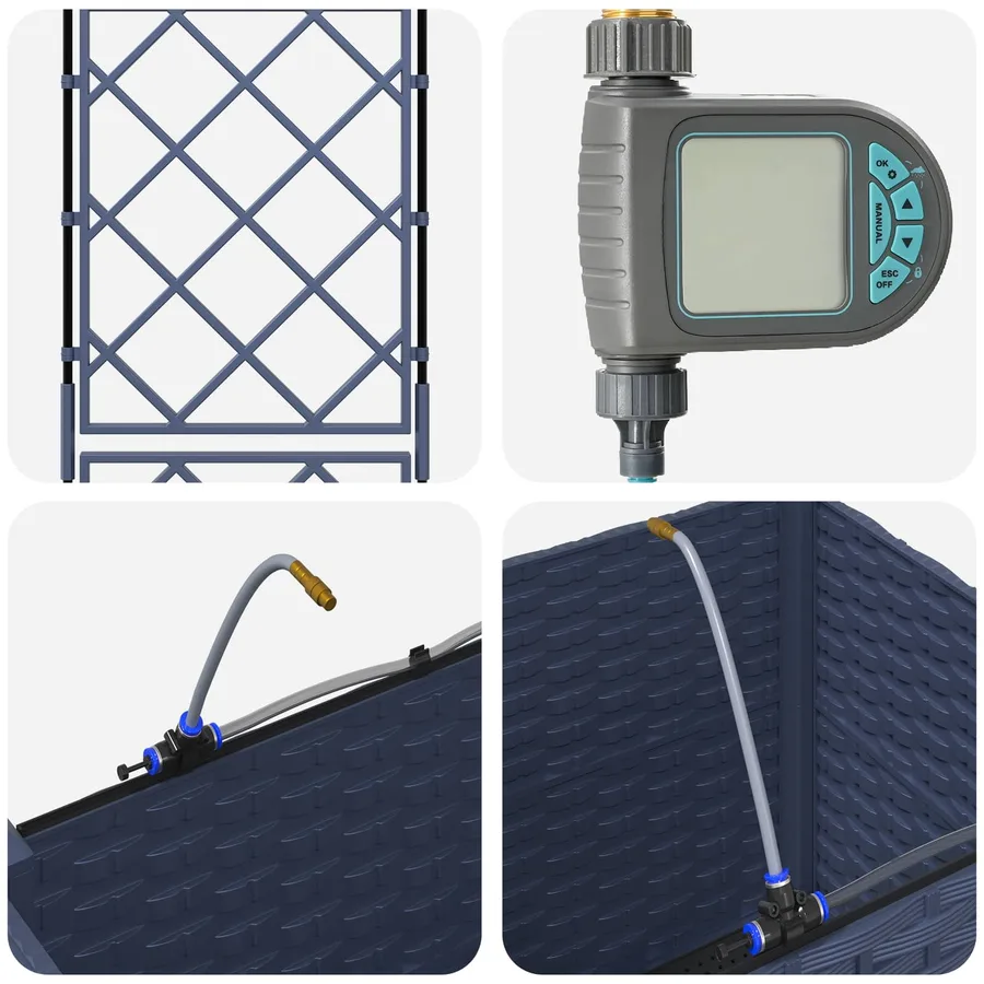 Porte-plante de jardin avec irrigation et roues Gris PP - 5