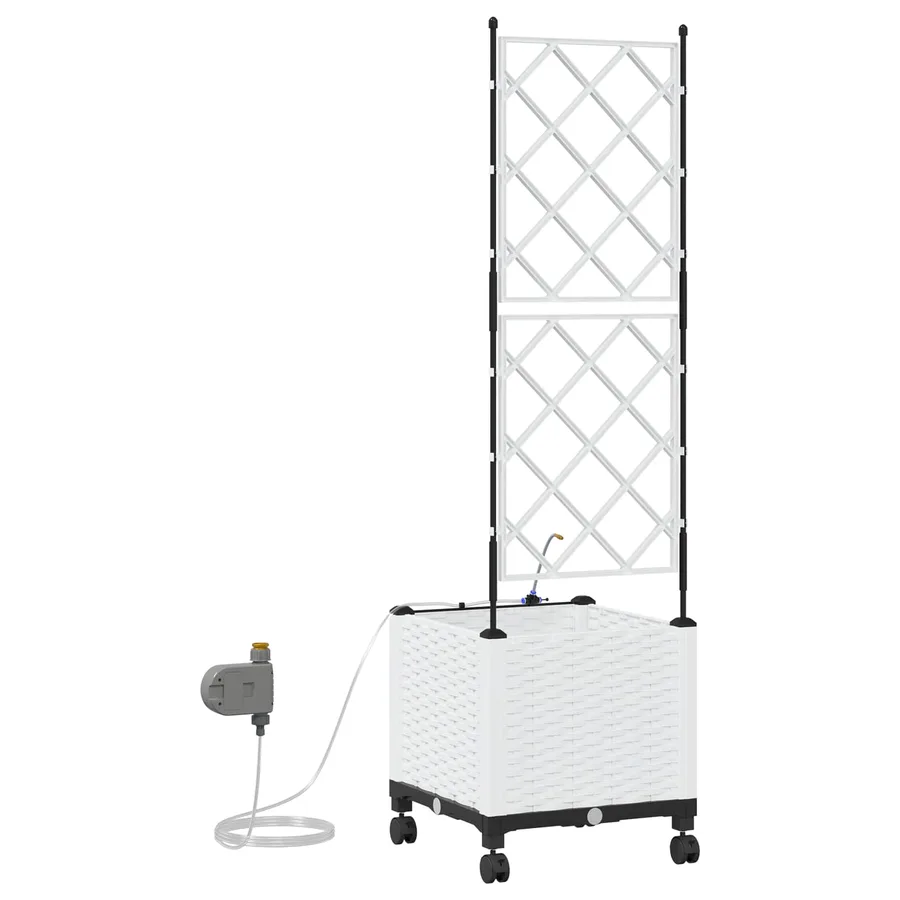 Porte-plante de jardin avec irrigation et roues Blanc PP - 4