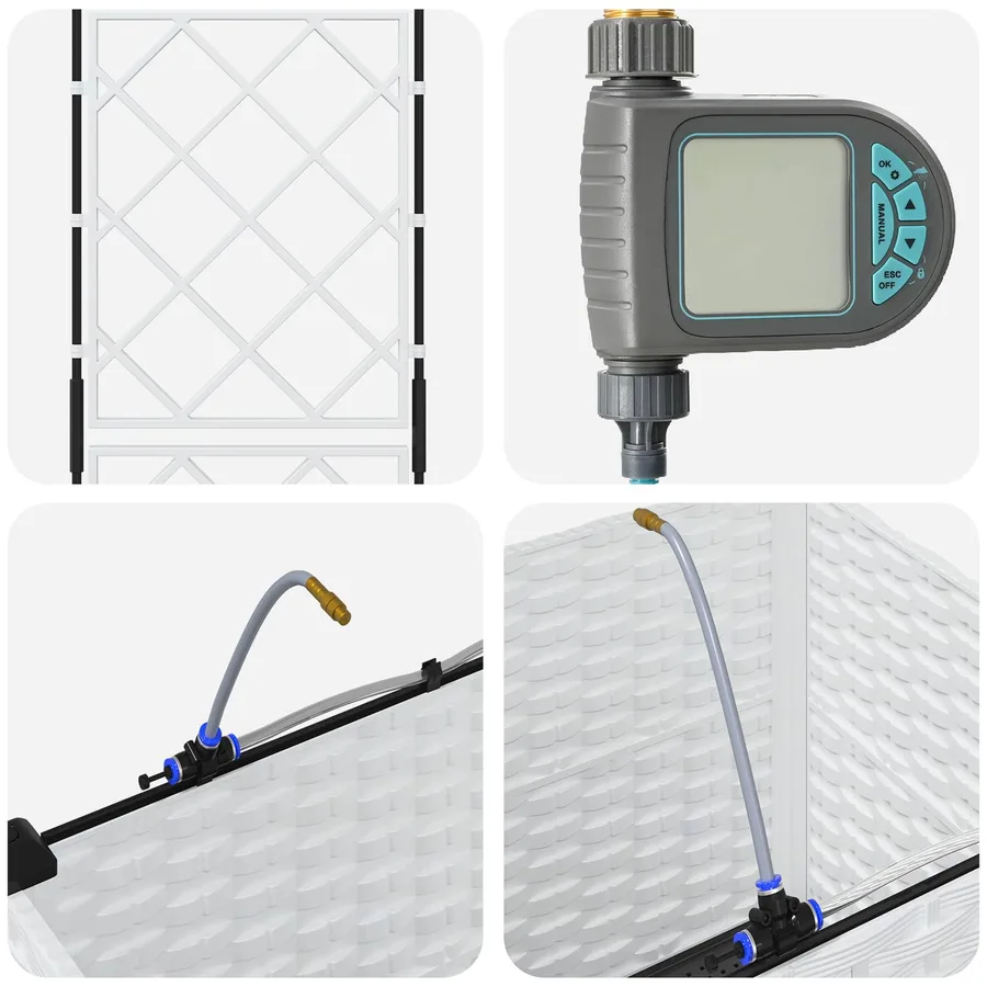 Porte-plante de jardin avec irrigation et roues Blanc PP - 5