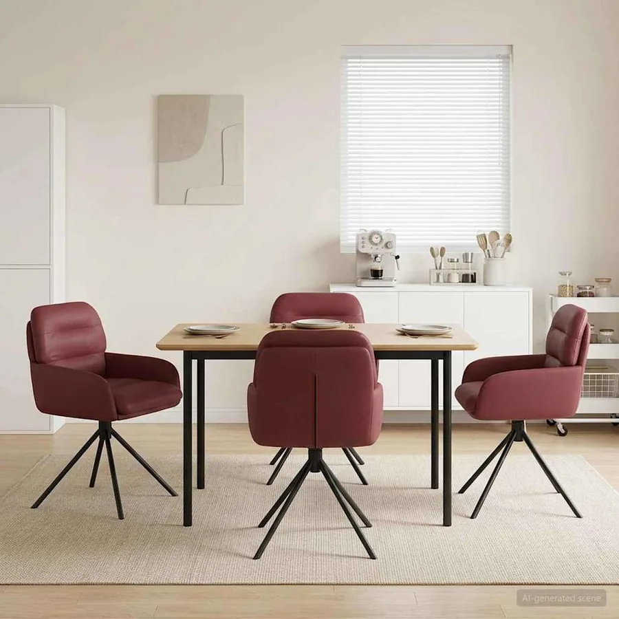 Chaises de salle à manger pivotantes 4 pcs Simili cuir Bordeaux