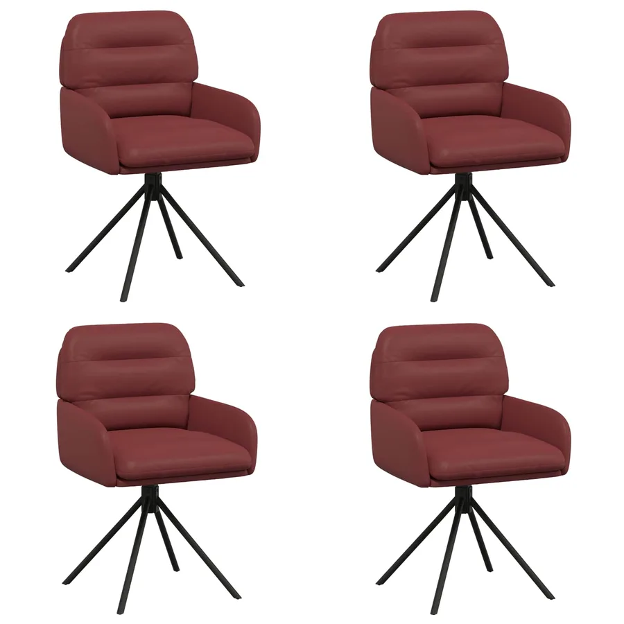Chaises de salle à manger pivotantes 4 pcs Simili cuir Bordeaux - 2
