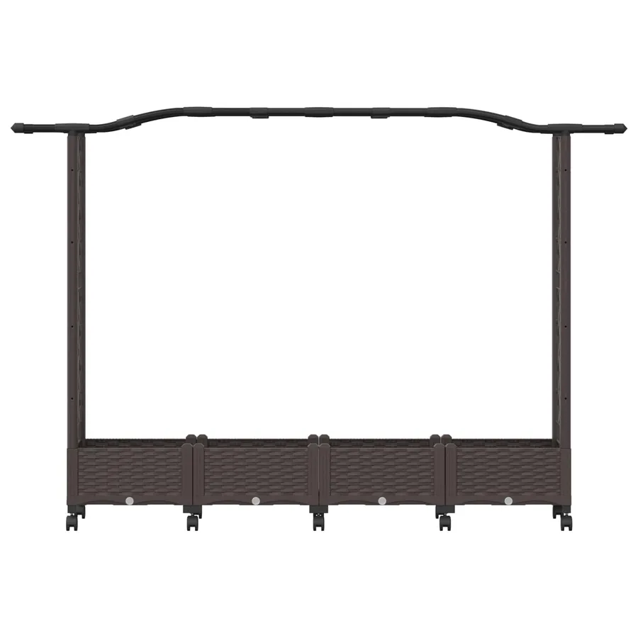 Lit Élevé avec Treillis et Toit Marron 207 x 40 x 129 cm PP - 4