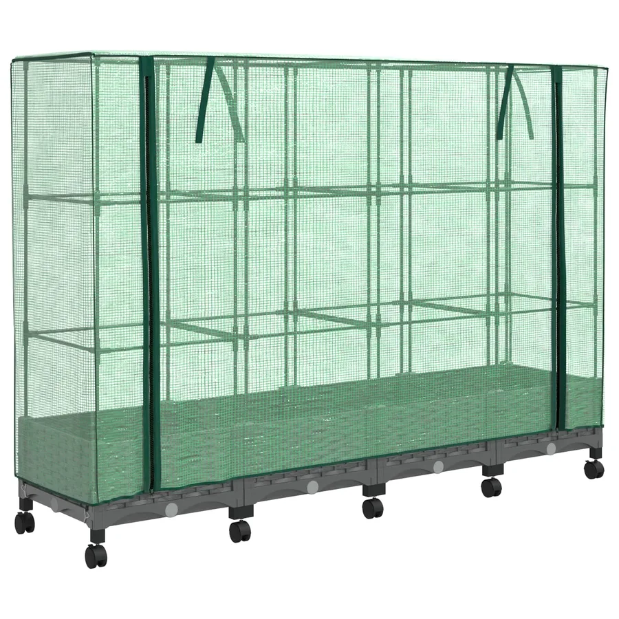 Jardinière de jardin avec couverture de serre et roues 4 pc PP - 2